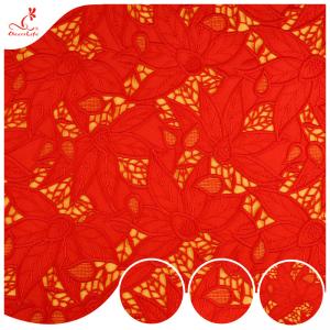 China Beautiful Leaf Guipure Embroidery Tulle Lace Fabric 135cm Width supplier