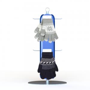 China Customized Gloves Metal Display Rack With 3 Sides Plastic Panel Metal Hooks retail Clothing Display Racks supplier