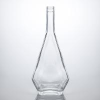 Brandy Vodka Tequila Glass Bottle with Cork Top and Distinctive Polygonal Shape