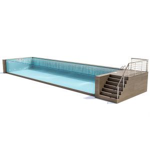 Customized Stainless Steel Above Ground Pool with Coffee Color Wood Plastic Board