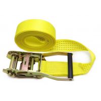 Yellow Webbing Lashing Strap With 100% High Tenacity Polyester Yarn Belt Material