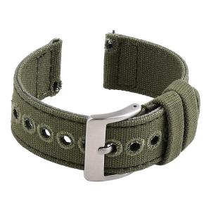 Adjustable ROHS Canvas Strap Watch Band 22mm Army Green With Quick Release
