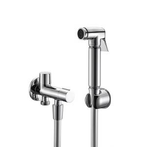 Brass shattaf set bidet shower Zinc holder brass 2-way valve PVC hose 1.50m spray head brass handle bathroom toilet OEM
