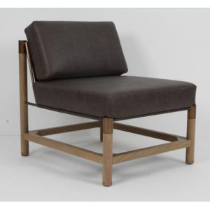 China Modern Design Solid Oak Wood Lounge Chair Hotel Bedroom With Metal Accents supplier