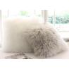 China Double Sided Sheepskin Soft Fuzzy Pillows , Real Mongolian Fur Cushions wholesale