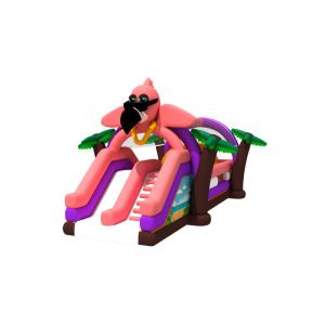 Trapaulin Flamingo Cartoon Theme Inflatable Obstacle Course Bouncer And Slide Combo For Kids Rental