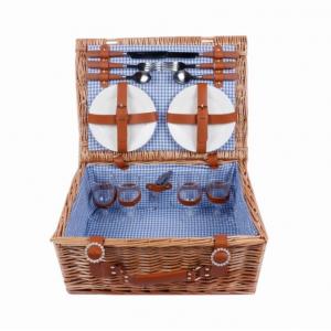Cheap Picnic Basket for 4 Willow Hamper Set with Insulated Compartment Handmade Large Wicker Picnic Basket Set