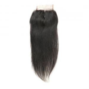 Smooth Long Human Hair Lace Closure / Silk Base Closure Weave Double Weft