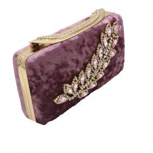 Leather Clutches And Evening Bags With Violet Diamonds Burgundy Flannel Inlaid