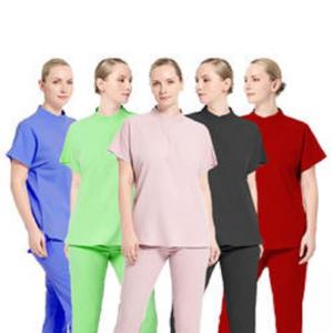 China Various Color Hospital Scrub Suit Custom Logo Women V Neck supplier