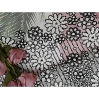 China White Black Contrast Party Sequin Embroidered Fabric on sale