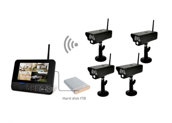 Digital Remote Home Surveillance Four Screen DVR Transmitter 250cd/m2 Brightness