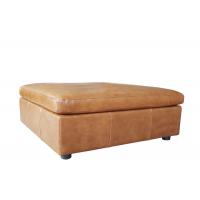 China Chestnut Storage Foot Stool Leather Ottoman Foot Stool Double Stitching Plastic Legs on sale