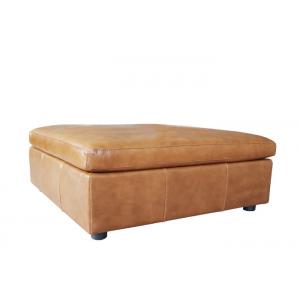 Chestnut Storage Foot Stool Leather Ottoman Foot Stool Double Stitching Plastic Legs
