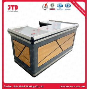 China Brown Supermarket Checkout Counter 5FT 4FT Departmental Store Cash Counter supplier