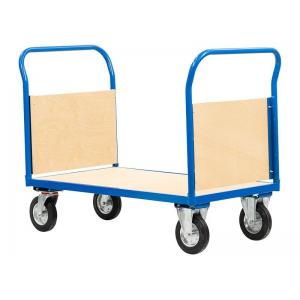 China 75kg Steel Platform Push Cart Double Handle Flatbed Push Cart supplier
