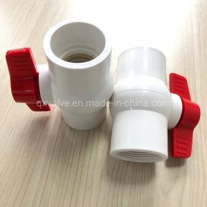 1/2-4 Inch Red Handle Pressure PVC White Ball Valve made of Glue Connection Form