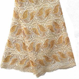 Schiffli lace embroidery fabrics / aqua and blue nigeria cupion lace evening dress fabric