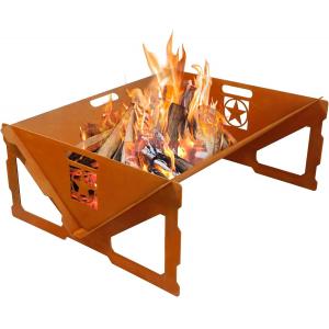 Black Metal Fire Pit BBQ Stove Outdoor Bonfire Weathering Steel Wood Burning Fireplace