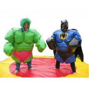 China Inflatable Amusement Park With Hero Green And Black Sumo Suit For Ring Arena supplier