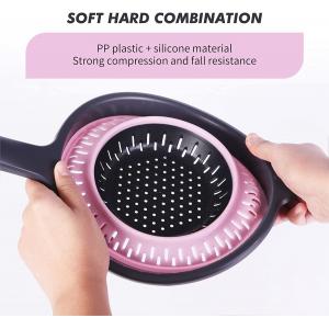 Thickened Foldable Silicone Colander , FDA Collapsible Silicone Strainer With Handle