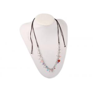 China Metal Pendant Blue Veins Stone Bead Necklace Trendy Long Rope Necklace supplier