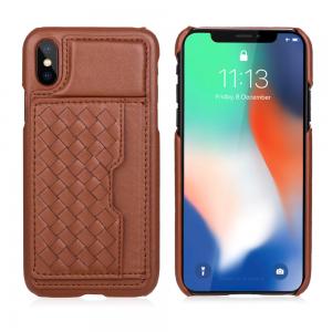 Fashion Hand Knitted Weave Design Flip Cover  PU Leather Card Slot Phone Case For iPhone X