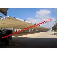 China Outdoors Car Parking Sun Shade Steel Frame Shelters Single Slope Carport With Arched Roof PVC Fabric on sale