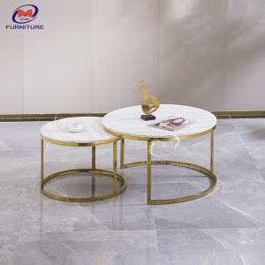 China Modern Steel Coffee Table Round Marble Nesting Tables For Living Room supplier