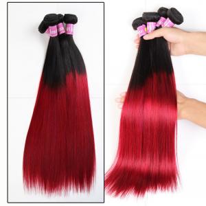 China Soft 7A Ombre Brazilian Virgin Hair 1B / Red Ombre Straight Hair 3 Bundles For Adult supplier