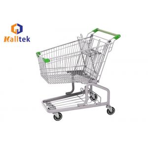 China Steel Grocery Mall German Style Trolley , Metal Shopping Cart With Seat Wheels supplier