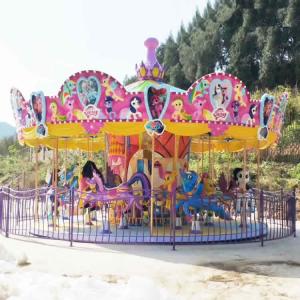 Mall Cartoon Shape Horse Carousel Ride , Merry Go Round Ride 16 Riders