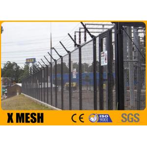 High Security 50mmx150mm Metal Mesh Fencing Black Color For Railway Fields