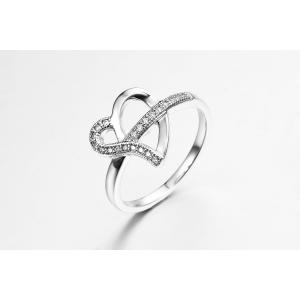 Heart Shaped 925 Silver CZ Rings 2.38g CZ Eternity Wedding Band