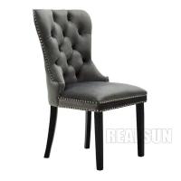 China Modern Design Wooden Dining Room Chairs Restaurant Fabric Upholstered Tufted Ring Back on sale