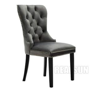 China Modern Design Wooden Dining Room Chairs Restaurant Fabric Upholstered Tufted Ring Back supplier