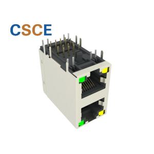 China 2*1 conector protegido del gigabit Jack/RJ45 del PWB de Ethernet RJ45 con el LED supplier