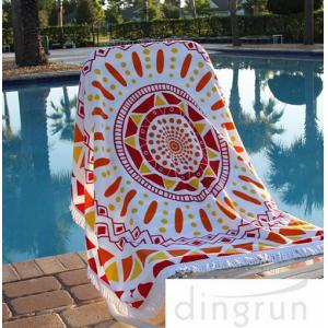 Cotton Custom Printed Beach Towels , Large Size Family Beach Towel 60 Inch