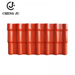 China Orange Color PVC Roof Tile Bamboo Joint Roofing Resinvilla Tile 20ft Glazed Roof Tiles supplier