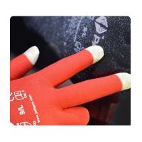 China Touch Screen Three Fingers Red 15 Gauge Nylon Spandex Gloves For Daily Housework on sale