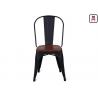 86cm Height Black Metal Restaurant Chairs Tolix Bar Stool With Wooden Seat