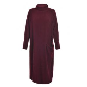 China Red Ladies Oversize Maxi Knitted Dresses; Warm High Neck Winter Dresses supplier