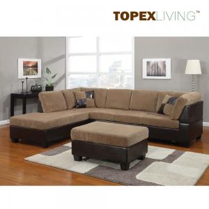 China Light Brown Corduroy Sectional Sofa 2pc Set Sofa Couch Chaise Sofa Set with table,L shaped Fabric Corner Sofa Set supplier