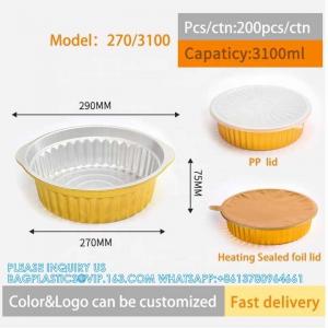 270mm Diameter 3100ml Air Fryer Thickened Food Storage Golden Aluminum Foil Pot Containers FKitchen Cooking Baking