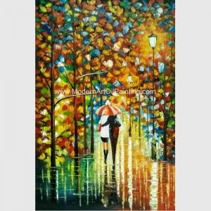 China Handmade knife art painting on Canvas Colourful Night View for Wall Decoration supplier