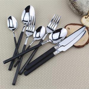 Flatware High quality gold plating Stainless steel cutlery dinnerware set black handle