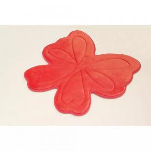 China Embossed Butterfly Memory Foam Bath Rugs , Memory Foam Carpet For Kids Cute Pattern Red Color supplier