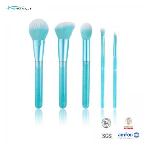 China Liquid Handle 5PCS Luxury Makeup Brushes Bling Shiny Liquid Quicksand Glitter Blue OEM supplier