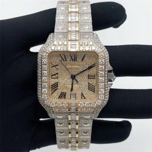 Hiphop 20Carats Moissanite Gold Watch Bling Hip Hop Diamond Watches