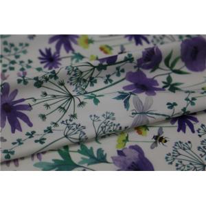 China Digital Print PU Leather With Purple Flower Style For Light Coat , Raincoat supplier